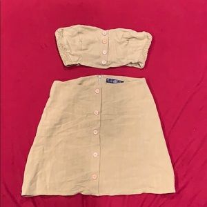 Cute Two Piece Set Crop Top Shirt and Skirt